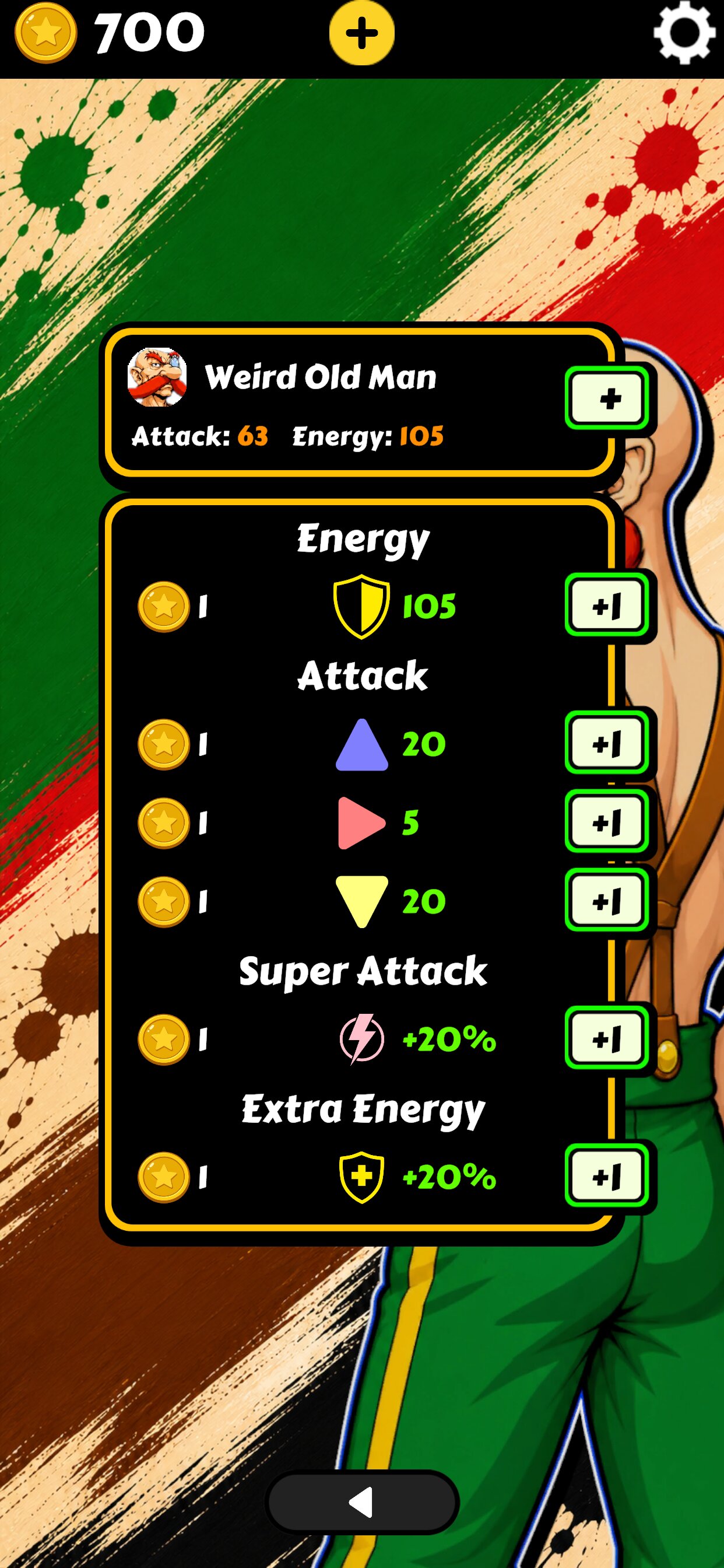 Upgrading a fighter in Come Fight Me